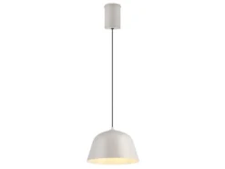 LED Pendelleuchte 1-flammig aus Metall höhenverstellbar in Hellgrau, Ø 30cm