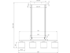 LED Pendelleuchte 4-flammig Grau höhenverstellbar mit Stoffschirmen, B: 80cm