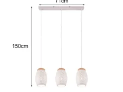 LED Pendelleuchte 3-flammig in Weiß mit ausgefallenem Stanzmuster, B: 71cm
