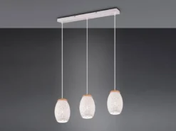 LED Pendelleuchte 3-flammig in Weiß mit ausgefallenem Stanzmuster, B: 71cm