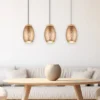 LED Pendelleuchte 3-flammig in Coffee mit ausgefallenem Stanzmuster, B: 71cm