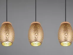 LED Pendelleuchte 3-flammig in Coffee mit ausgefallenem Stanzmuster, B: 71cm