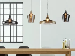 LED Pendelleuchte 1-flammig klein mit Rauchglas Lampenschirm, Ø 20cm