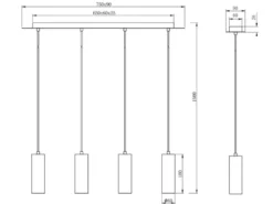 LED Pendelleuchte 4-flammig Metall Weiß, Breite 75cm