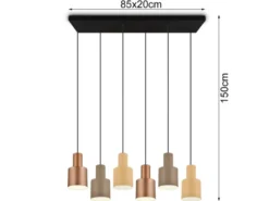 LED Pendelleuchte 6-flammig Metall Coffee Töne, Breite 85cm