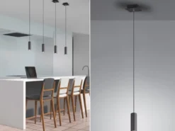 LED Pendelleuchte 1-flammig Metall in Schwarz matt, Ø 12cm