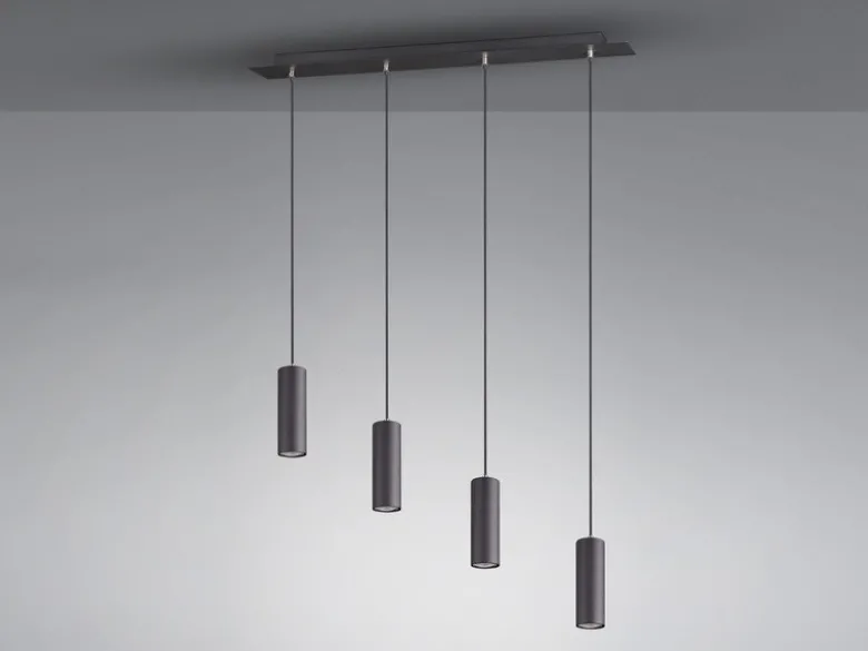 LED Pendelleuchte 4-flammig Metall Schwarz, Breite 75cm