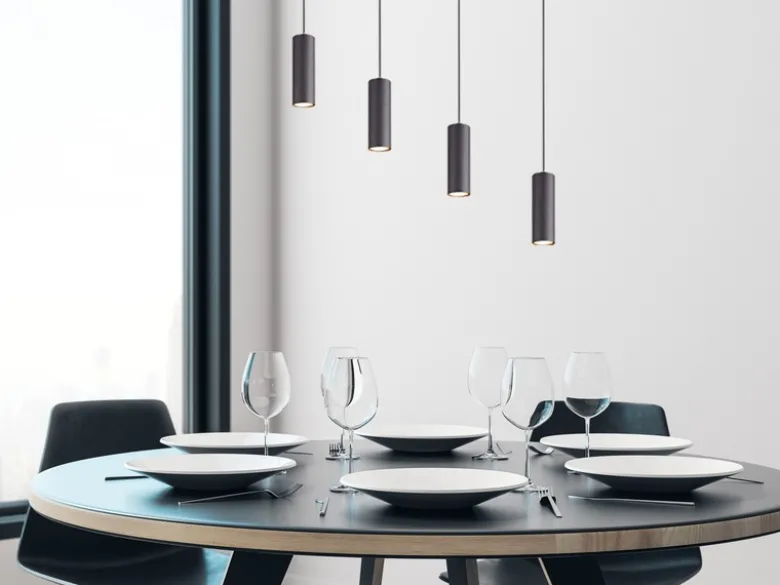 LED Pendelleuchte 4-flammig Metall Schwarz, Breite 75cm