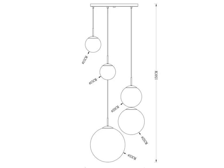 LED Pendelleuchte 5-flammig mit Glaskugeln aus Rauchglas, Ø 65cm