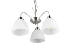 LED Pendelleuchte 3-flammig mit Glas Lampenschirmen Weiß, Ø 43cm
