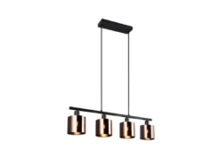 LED Pendelleuchte 4-flammig mit Lampenschirmen Bronzefarbig, Breite 75cm