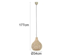 LED Pendelleuchte 1-flammig mit Lampenschirm aus Jute, Ø 34cm