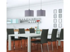 LED Pendelleuchte 1 flammig mit grauem Stoffschirm, Ø 40cm