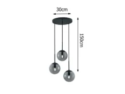 LED Pendelleuchte 3-flammig mit Rauchglas Kugeln, Ø 30cm