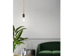 LED Pendelleuchte 1-flammig mit Hanfseil, Abhängung 160cm