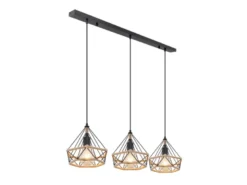 LED Pendelleuchte 3-flammig mit Hanfseil und Drahtgestell, Breite 100cm
