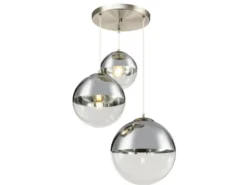 LED Pendelleuchte 3-flammig mit Glaskugeln in Chrom & Klarglas, Ø 51cm