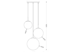 LED Pendelleuchte 3-flammig mit Glaskugeln aus Rauchglas, Ø 51cm