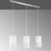 LED Pendelleuchte 3 flammig mit Dekor Stoffschirmen Zylinder Weiß, Breite 110cm
