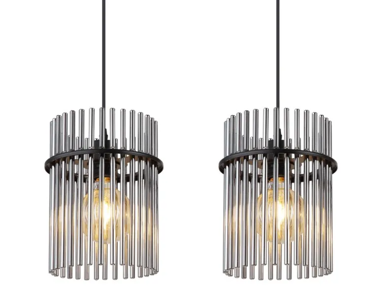 LED Pendelleuchte 3-flammig mit Rauchglas Stäben, Breite 80cm
