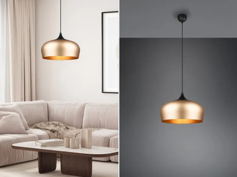 LED Pendelleuchte 1-flammig mit Lampenschirm Messing, Ø 45cm