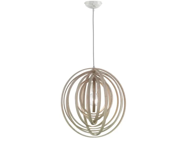 LED Pendelleuchte 1-flammig Naturholz Stufen Dimmer, Ø 50cm