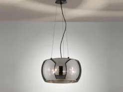 LED Pendelleuchte 3-flammig rund aus Rauchglas Industrial, Ø 40cm