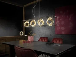 LED Pendelleuchte GISI 4-flammig Schwarz Gold dimmbar & Tageslicht, Breite 110cm