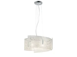 LED Pendelleuchte Glas Lampenschirm mit Schrift Dekor, Ø 50cm