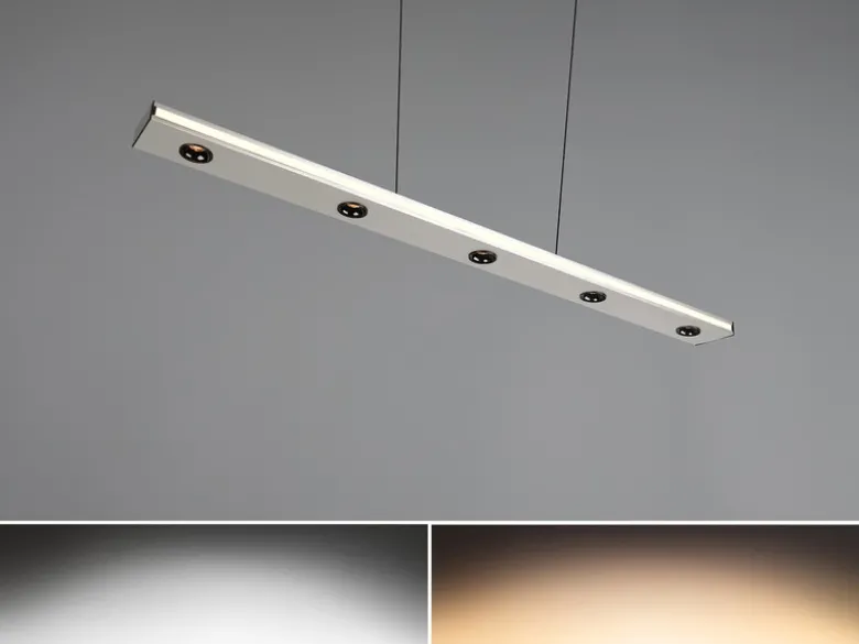 LED Pendelleuchte GRAHAM dimmbar & stufenlos höhenverstellbar, Silber, B: 109cm
