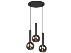 LED Pendelleuchte Industrial 3-flammig Rauchglas-Kugeln, Ø 45cm