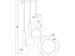 LED Pendelleuchte Industrial 3-flammig Rauchglas-Kugeln, Ø 45cm