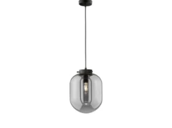 LED Pendelleuchte Industrial einflammig Rauchglas - Glaskugel, Ø 18cm