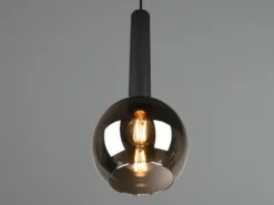 LED Pendelleuchte Industrial einflammig Rauchglas - Glaskugel, Ø 20cm
