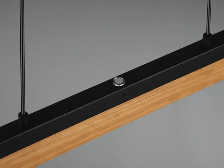 LED Pendelleuchte KERALA dimmbar Holzbrett naturbelassen, Breite 90cm