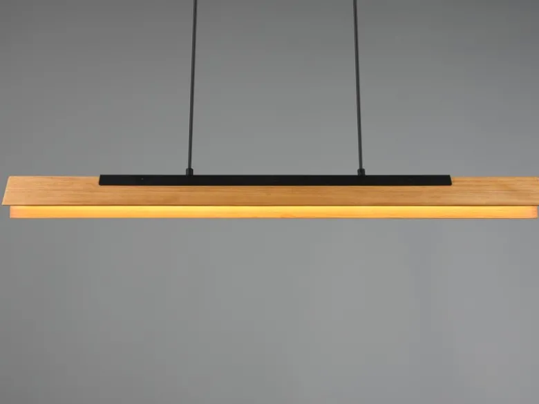 LED Pendelleuchte KERALA dimmbar Holzbrett naturbelassen, Breite 90cm