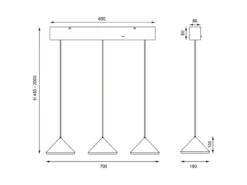 LED Pendelleuchte LAGUNA 3-flammig, höhenverstellbar, Coffee, Breite 70cm