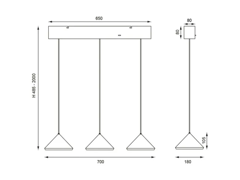 LED Pendelleuchte LAGUNA 3-flammig, höhenverstellbar, Coffee, Breite 70cm