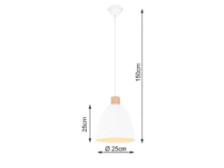LED Pendelleuchte Lampenschirm Metall/Holz Weiß dimmbar, Ø 25cm
