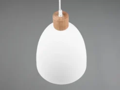 LED Pendelleuchte Lampenschirm Metall/Holz Weiß dimmbar, Ø 25cm