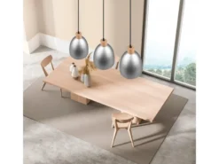 LED Pendelleuchte Lampenschirm Metall/Holz Silber Antik dimmbar, Ø 25cm