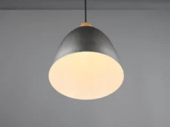 LED Pendelleuchte Lampenschirm Metall/Holz Silber Antik dimmbar, Ø 25cm