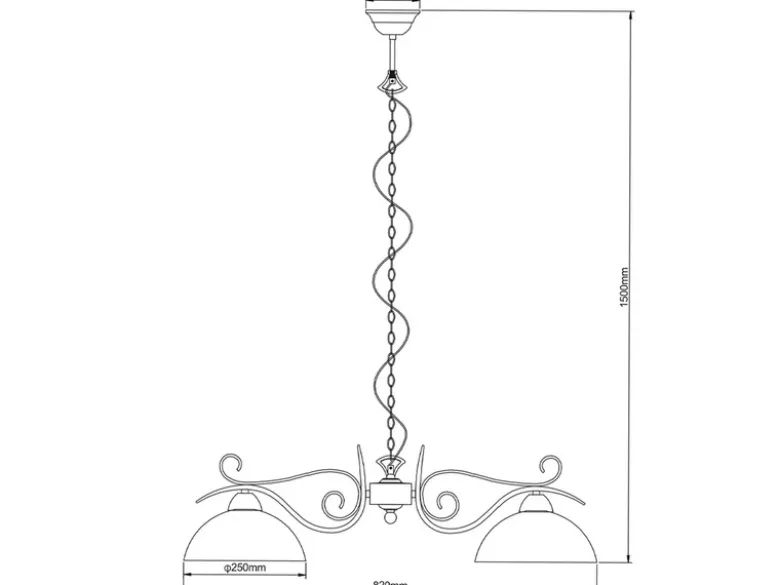 LED Pendelleuchte Landhausstil 2-flammig mit Glasschirmen Weiß, B: 82cm