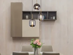 LED Pendelleuchte Metall Messing mit 3 Rauchglaskugeln, Ø 46cm