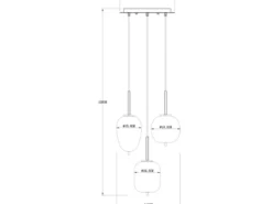 LED Pendelleuchte Metall Messing mit 3 Rauchglaskugeln, Ø 46cm