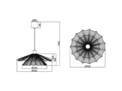 LED Pendelleuchte mit doppelt gefächertem Metall Gitterschirm Ø 50cm