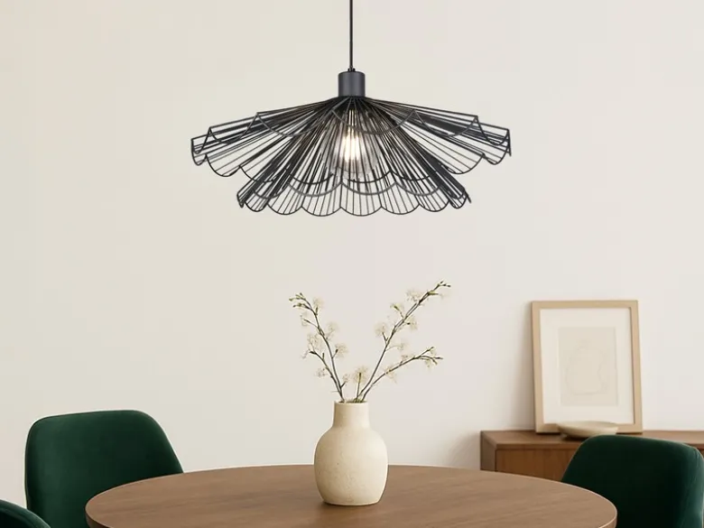LED Pendelleuchte mit doppelt gefächertem Metall Gitterschirm Ø 50cm