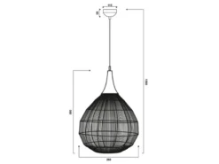 LED Pendelleuchte mit Drahtgeflecht Lampenschirm Schwarz, Ø 26cm
