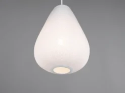 LED Pendelleuchte mit gemustertem Stoff Lampenschirm Weiß, Ø 35cm