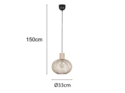LED Pendelleuchte mit Gitter Lampenschirm Beige, Ø 33cm